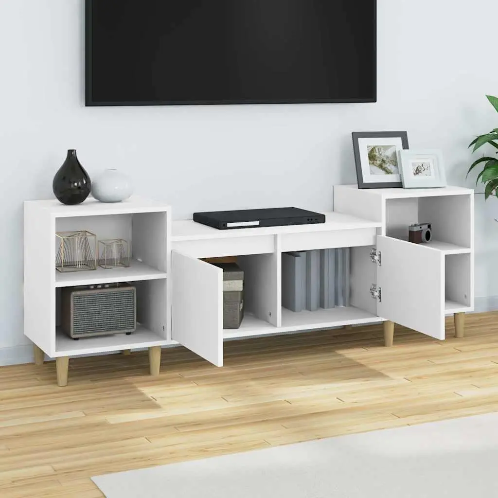 TV Cabinet White 160x35x55 cm Engineered Wood Media Unit Storage Compartments