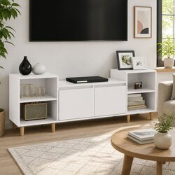 High Gloss White TV Cabinet with 6 Compartments