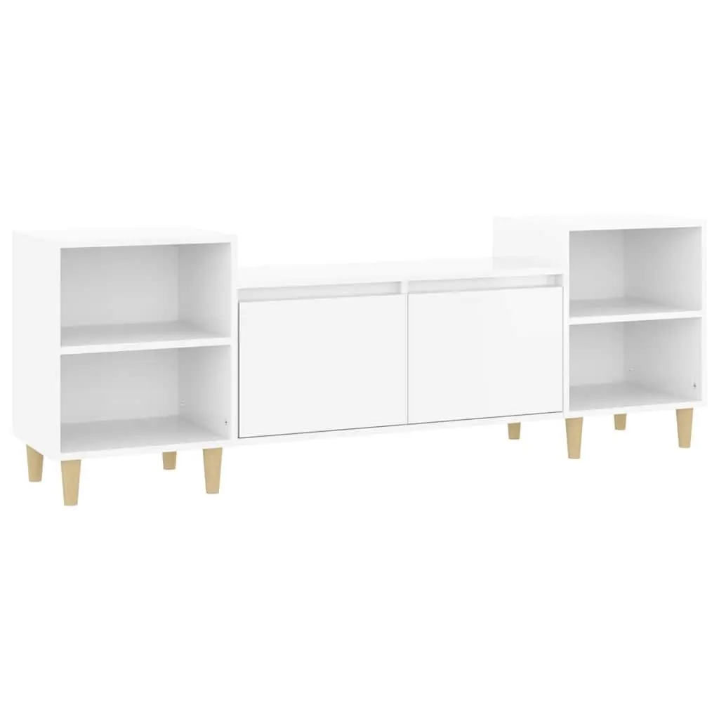 TV Cabinet High Gloss White 160cm Engineered Wood Storage Unit with 6 Compartments