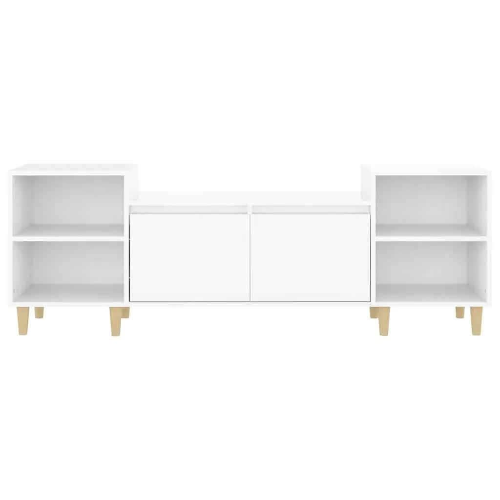 TV Cabinet High Gloss White 160cm Engineered Wood Storage Unit with 6 Compartments