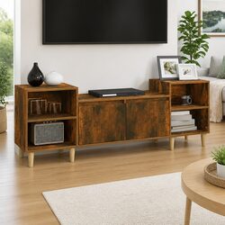 Stylish Brown Engineered Wood TV Cabinet 160x35x55cm