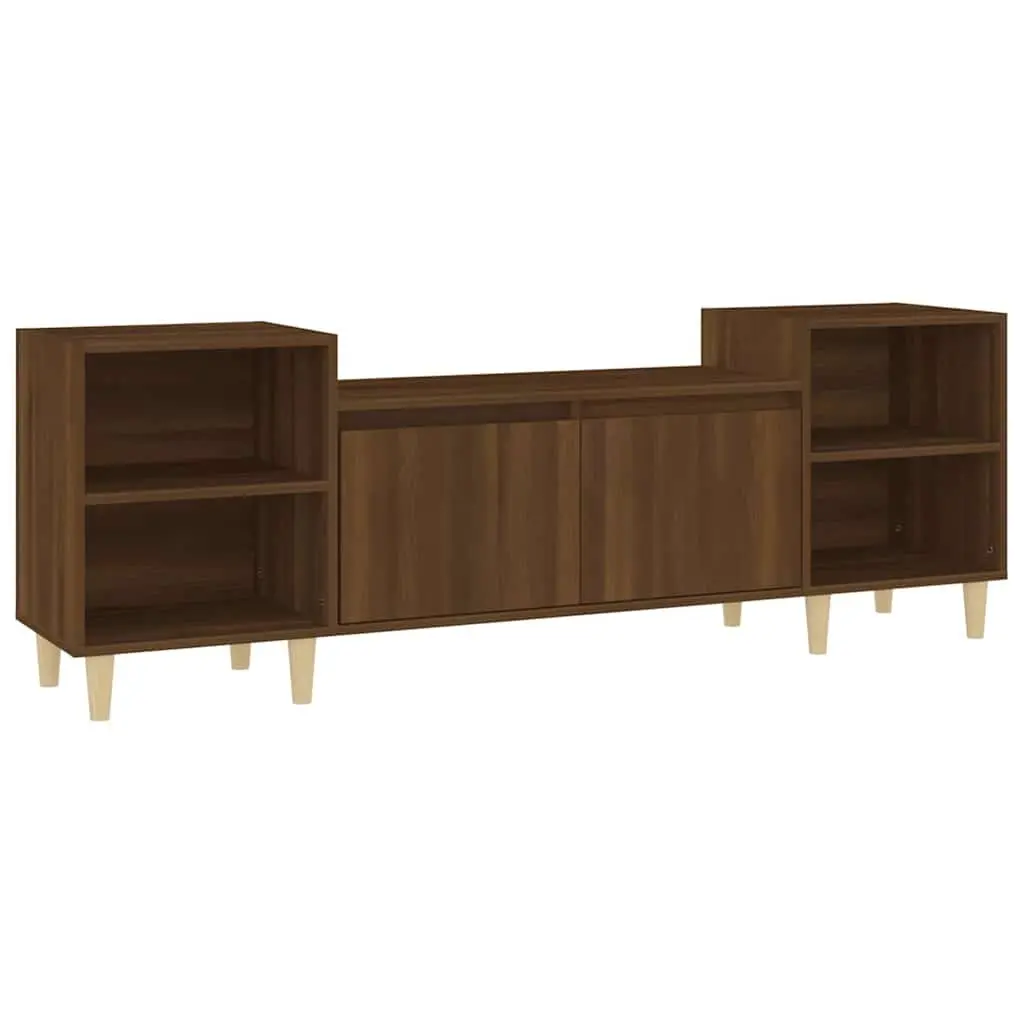 TV Cabinet Brown Oak 160cm Engineered Wood Media Storage Unit with Doors