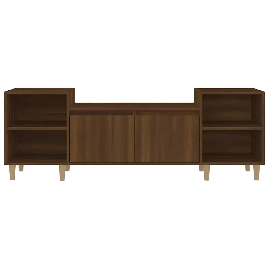 TV Cabinet Brown Oak 160cm Engineered Wood Media Storage Unit with Doors