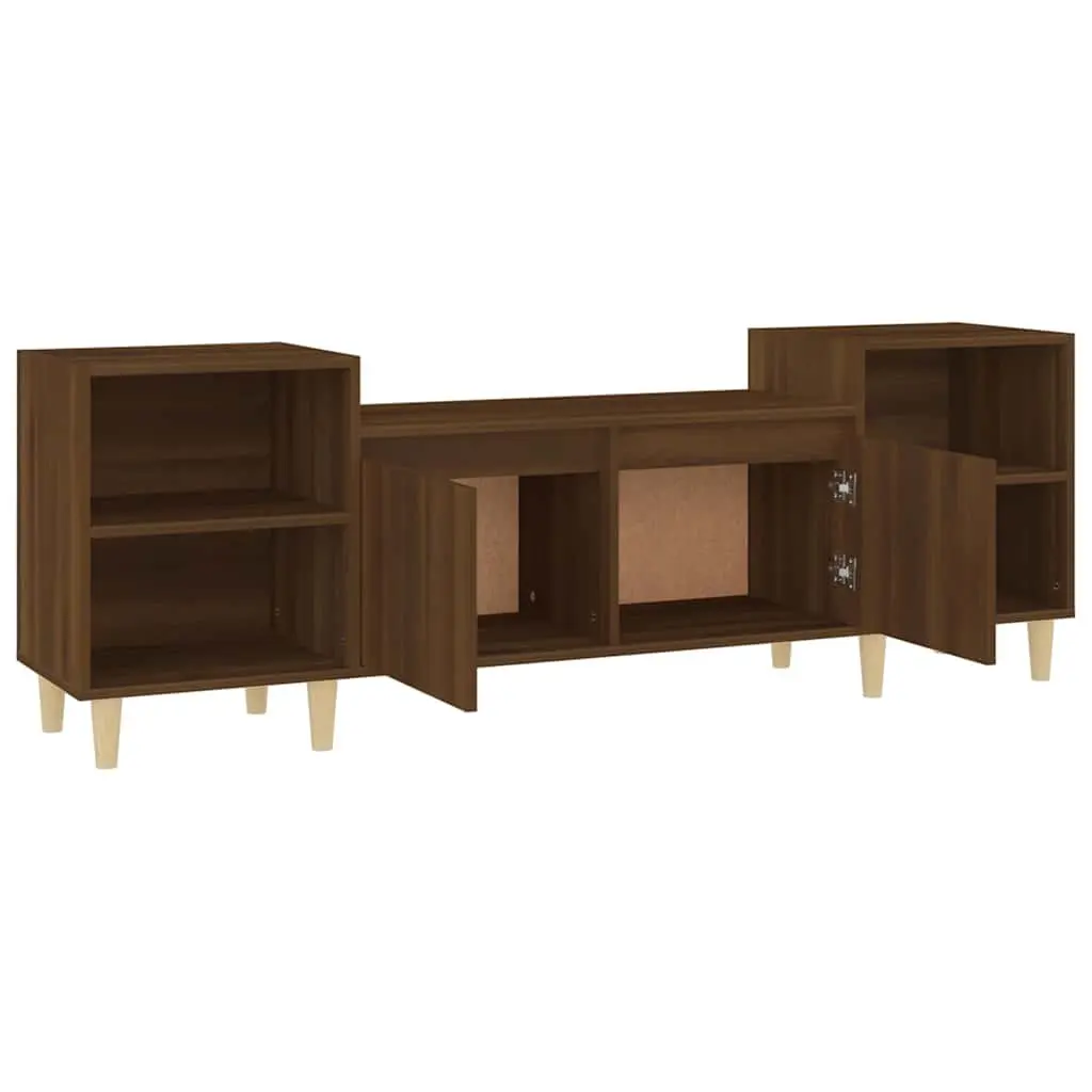TV Cabinet Brown Oak 160cm Engineered Wood Media Storage Unit with Doors