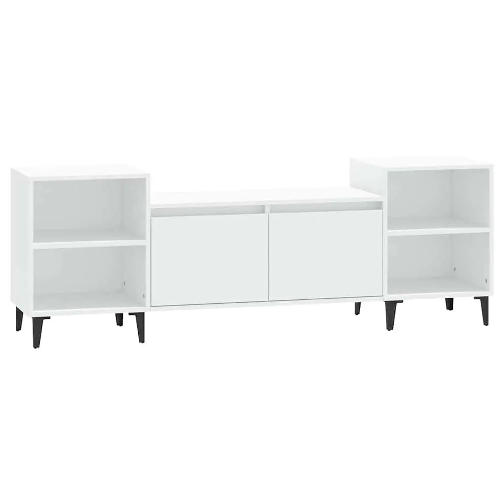 TV Cabinet White 160x35x55 cm Engineered Wood Media Storage Unit with 6 Compartments Doors