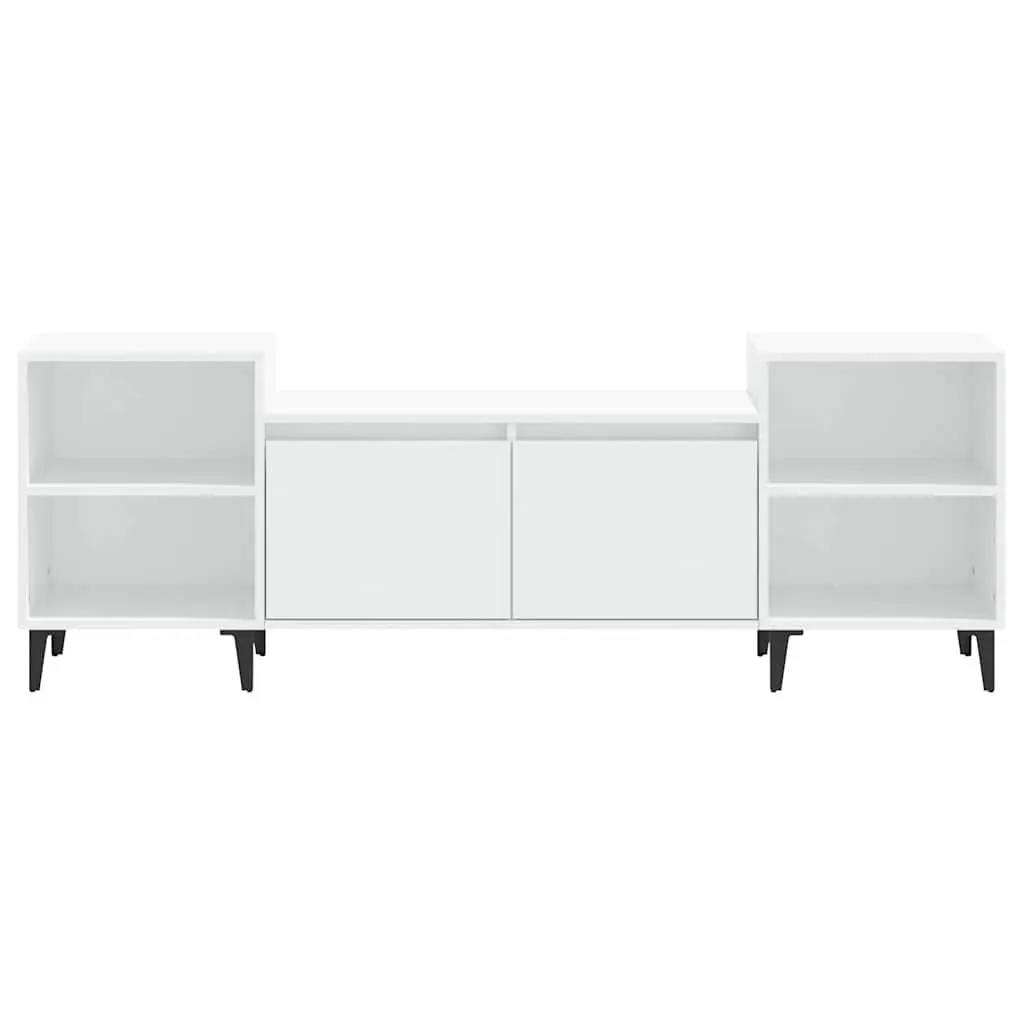 TV Cabinet White 160x35x55 cm Engineered Wood Media Storage Unit with 6 Compartments Doors