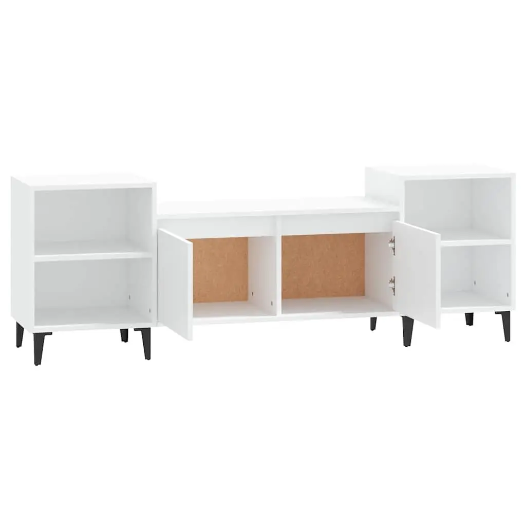 TV Cabinet White 160x35x55 cm Engineered Wood Media Storage Unit with 6 Compartments Doors