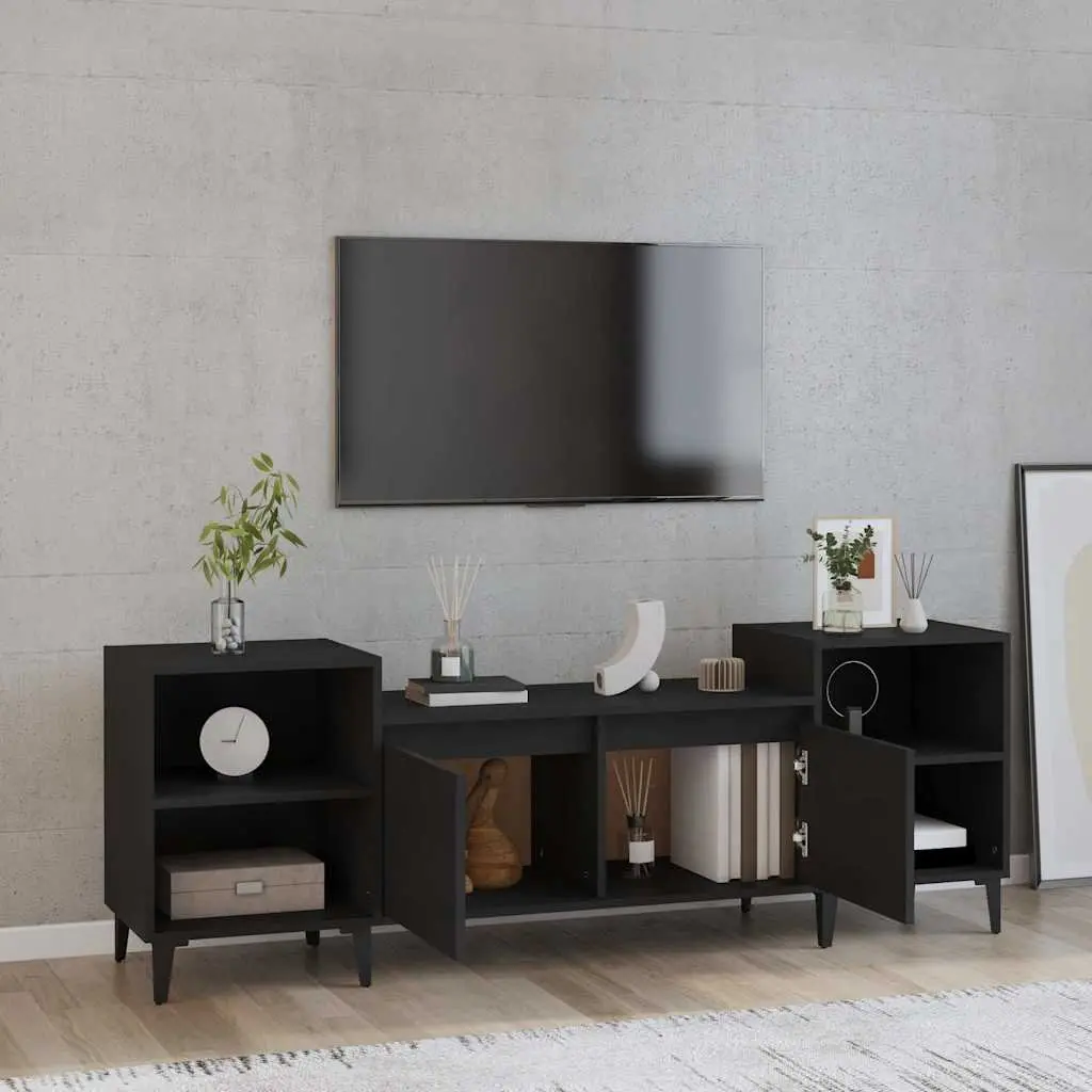 Black TV Cabinet 160x35x55cm Media Unit for Storage