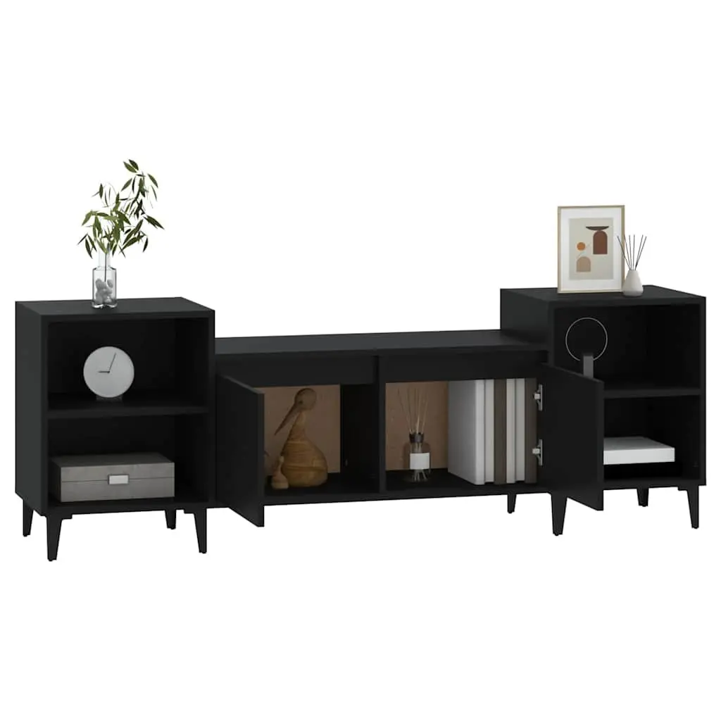 Black TV Cabinet 160x35x55cm Media Unit for Storage