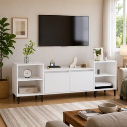 High Gloss White TV Cabinet for Elegant Living Rooms
