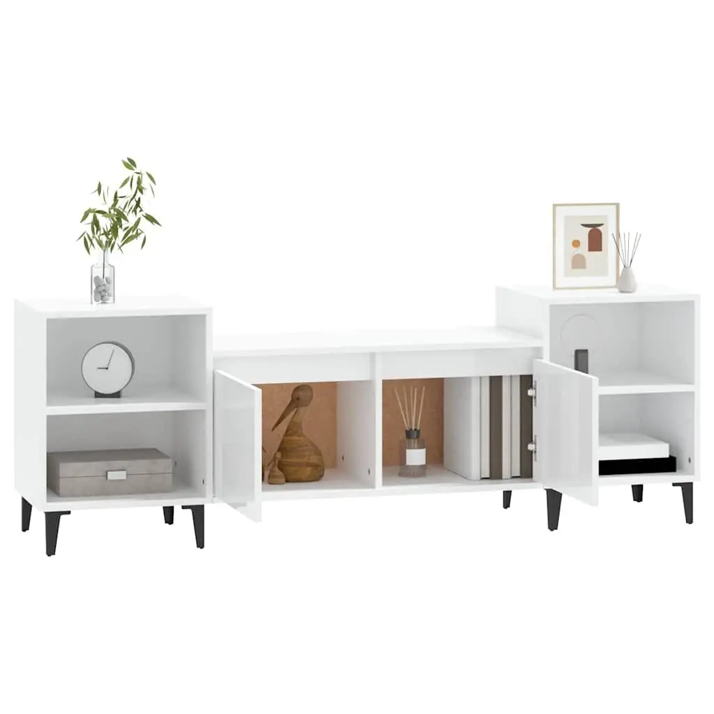 TV Cabinet High Gloss White 160x35x55 cm Storage Unit Media Stand Engineered
