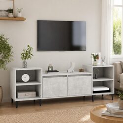Grey Engineered Wood TV Cabinet with 6 Storage Compartments