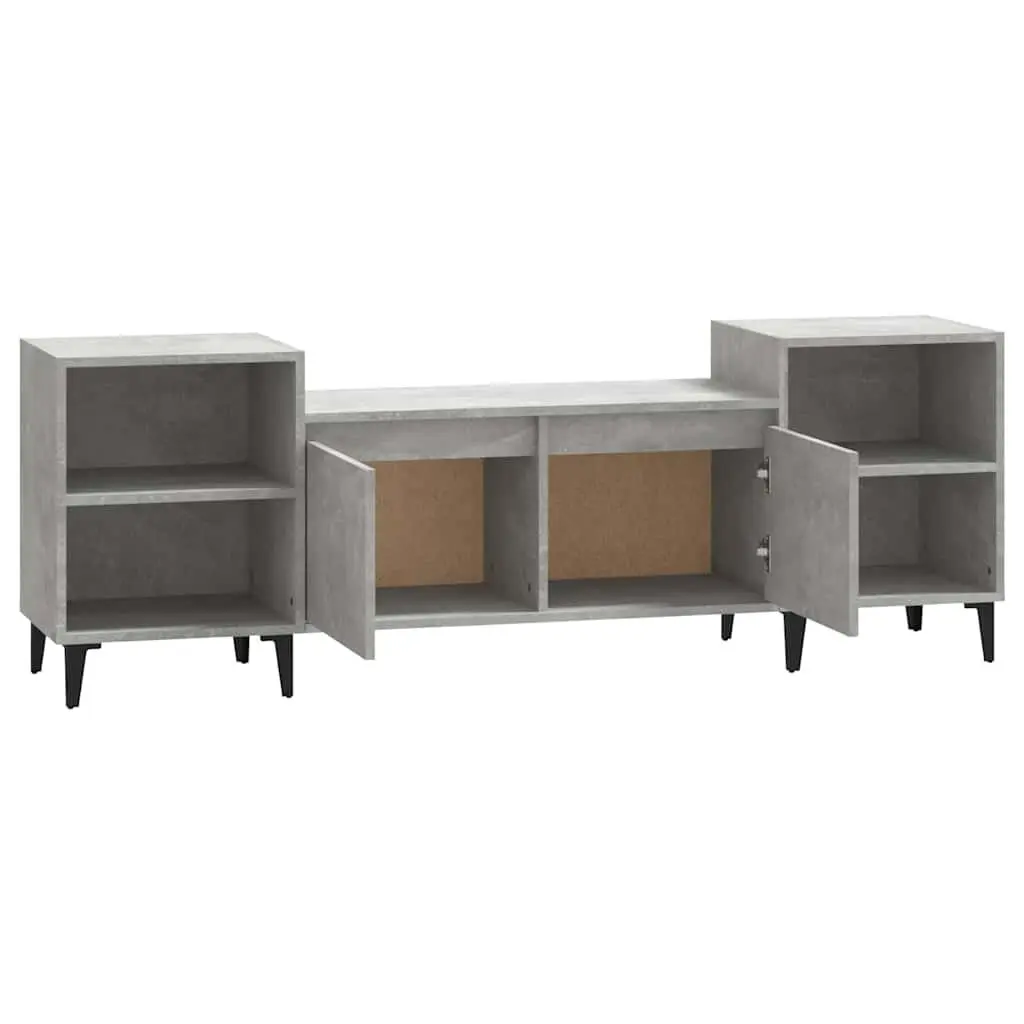 Grey Engineered Wood TV Cabinet with 6 Storage Compartments