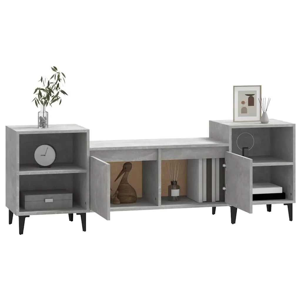 Grey Engineered Wood TV Cabinet with 6 Storage Compartments
