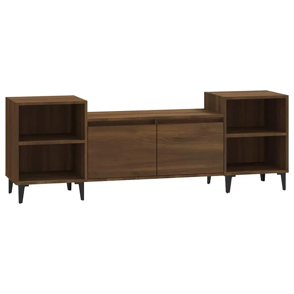 Brown Oak TV Cabinet 160x35x55cm with 6 Storage Compartments