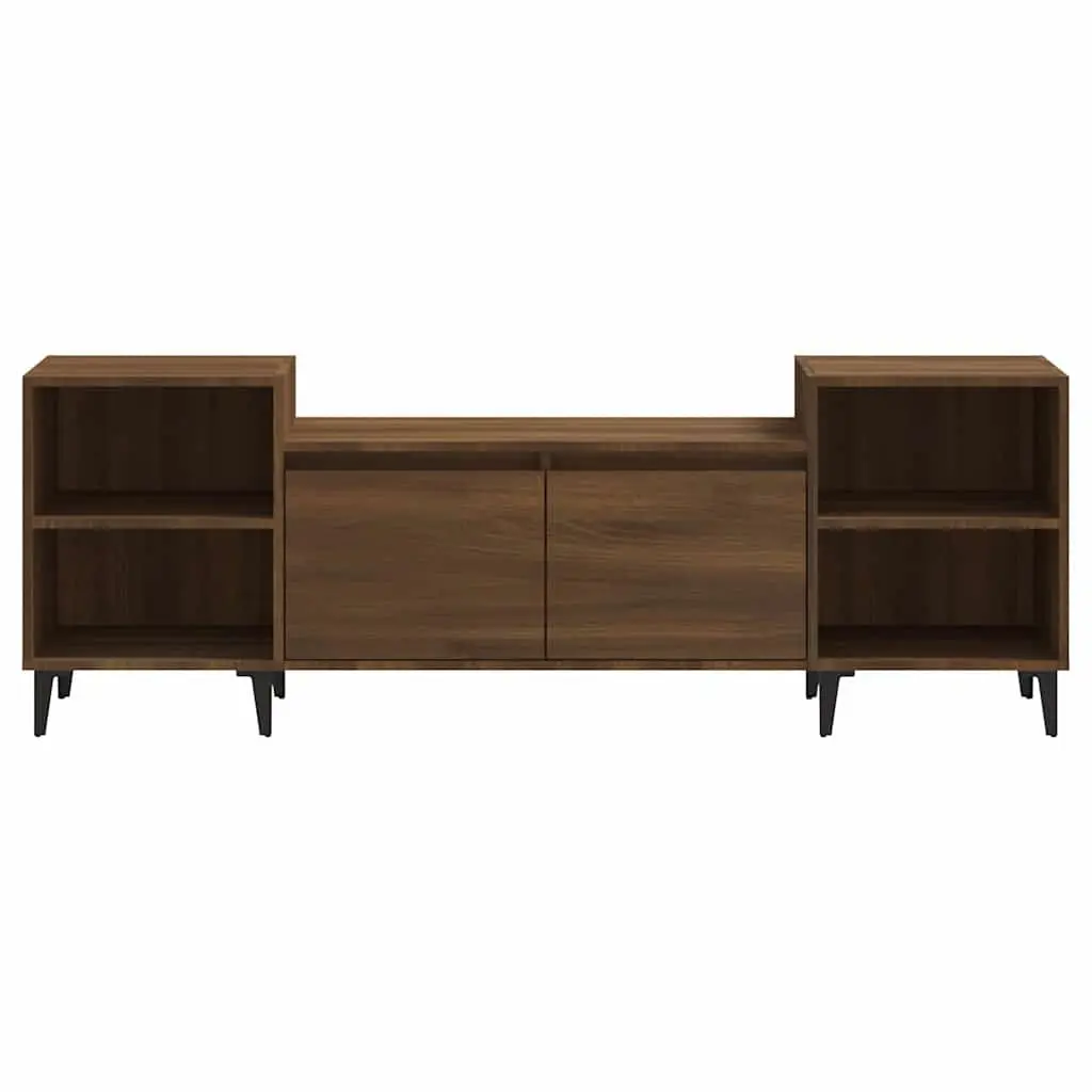 Brown Oak TV Cabinet 160x35x55cm with 6 Storage Compartments