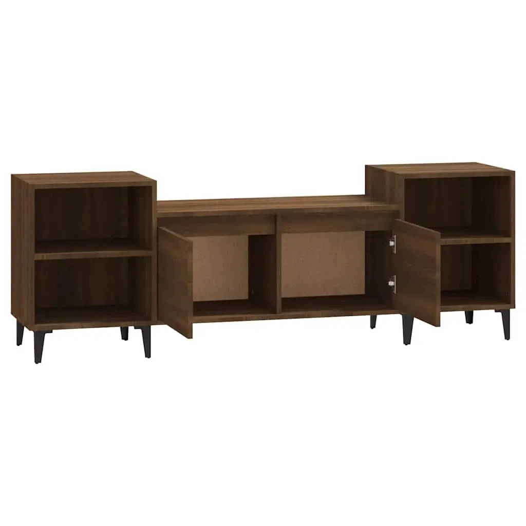 Brown Oak TV Cabinet 160x35x55cm with 6 Storage Compartments