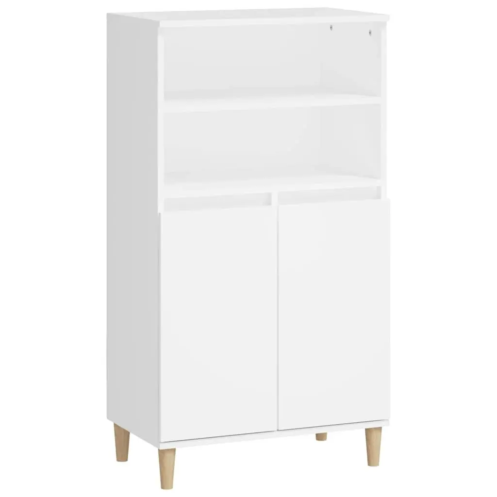 White Storage Highboard Cabinet 60x36x110 cm
