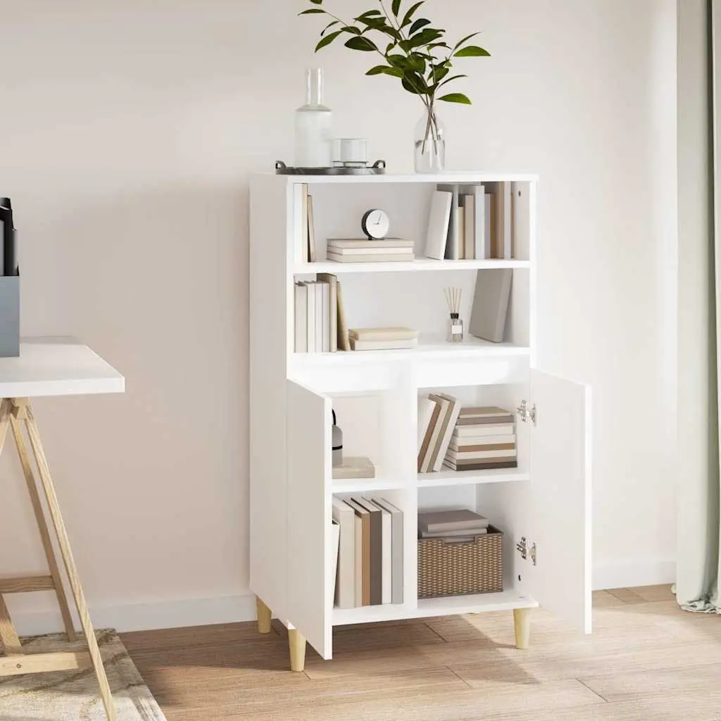 White Storage Highboard Cabinet 60x36x110 cm