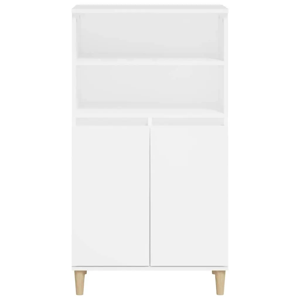 White Storage Highboard Cabinet 60x36x110 cm