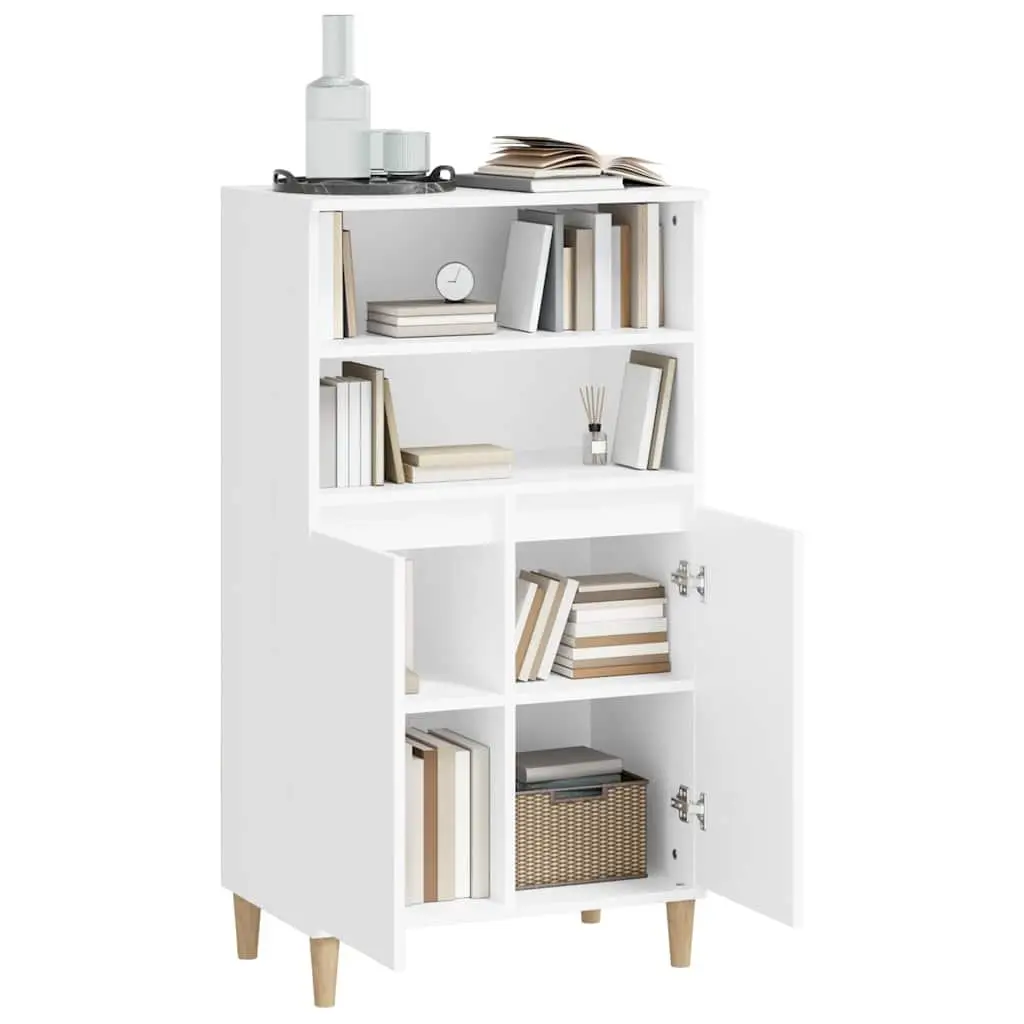 White Storage Highboard Cabinet 60x36x110 cm