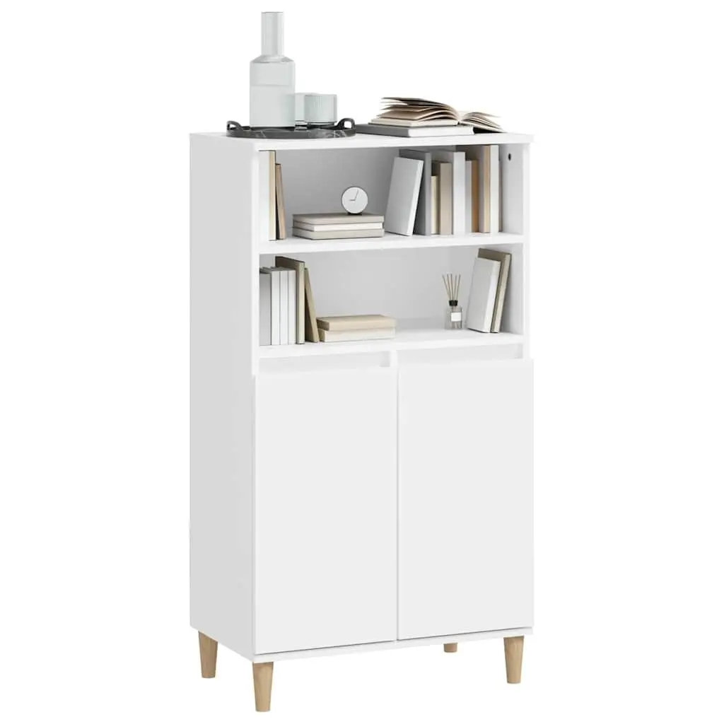 White Storage Highboard Cabinet 60x36x110 cm
