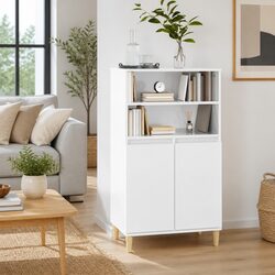 Elegant White Highboard Sideboard Storage Cabinet