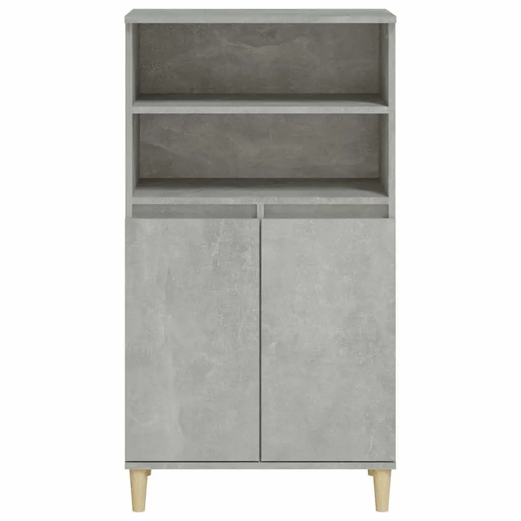 Grey Engineered Wood Highboard Storage Cabinet