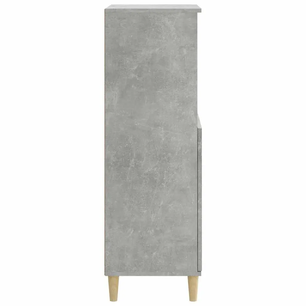 Grey Engineered Wood Highboard Storage Cabinet