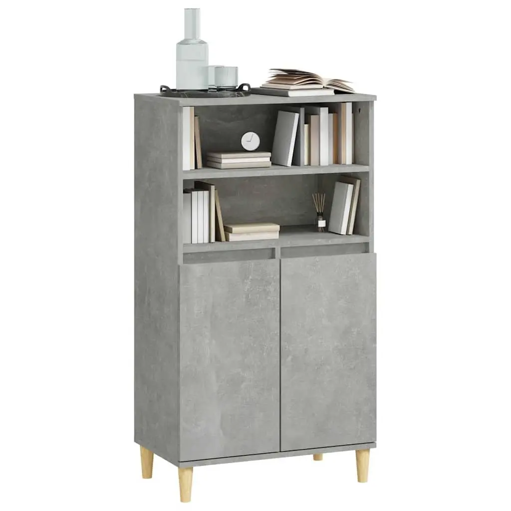 Grey Engineered Wood Highboard Storage Cabinet