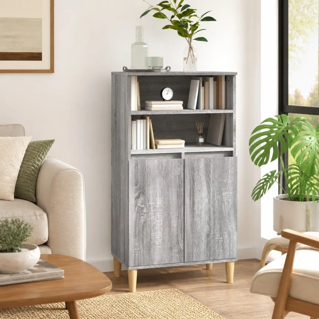 Grey Sonoma Highboard Sideboard Storage Cabinet