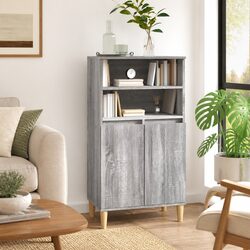 Grey Sonoma Highboard Sideboard Storage Cabinet