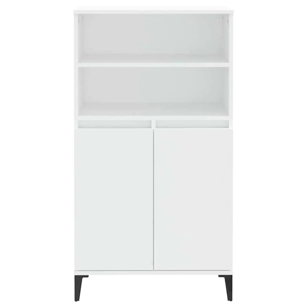 White Highboard Storage Cabinet with Shelves 60x36x110 cm