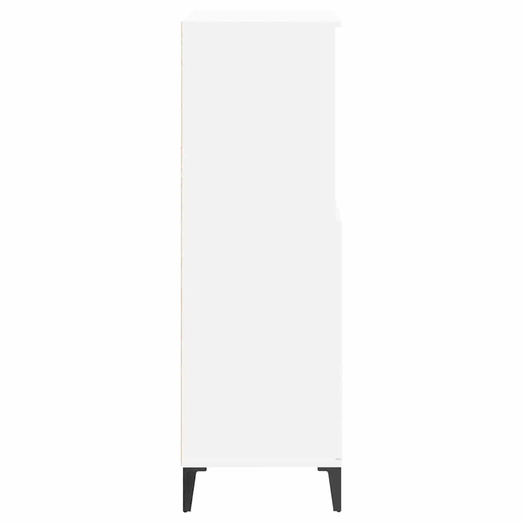White Highboard Storage Cabinet with Shelves 60x36x110 cm