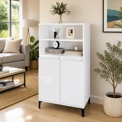 Elegant Highboard Cabinet in White Gloss Finish