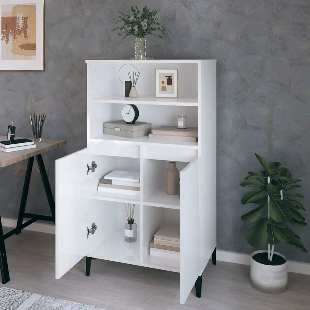 Highboard Cabinet in White Gloss Finish