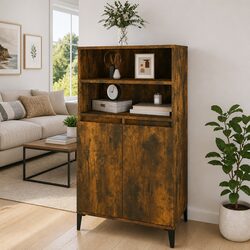 Charming Highboard Sideboard in Brown Engineered Wood