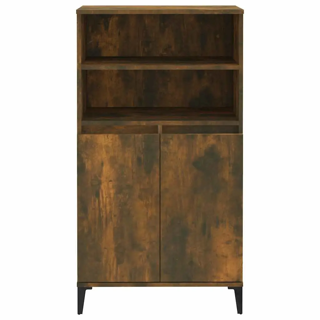 Highboard Sideboard Storage Cabinet Brown Engineered Wood with Metal Feet