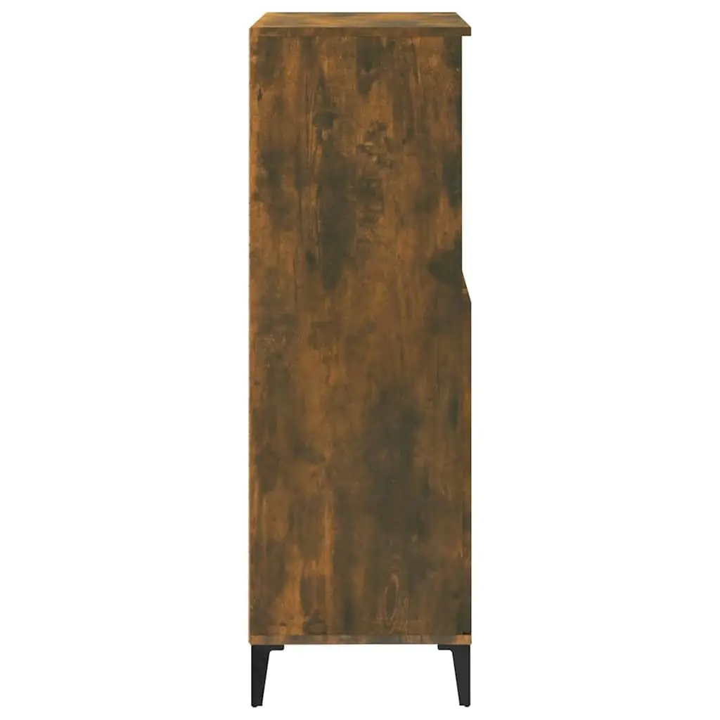 Highboard Sideboard Storage Cabinet Brown Engineered Wood with Metal Feet