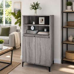 Elegant Grey Sonoma Highboard Storage Cabinet