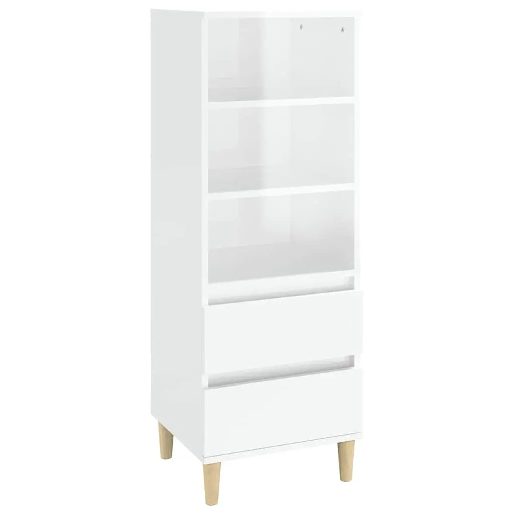 White Highboard Storage Cabinet with 3 Shelves