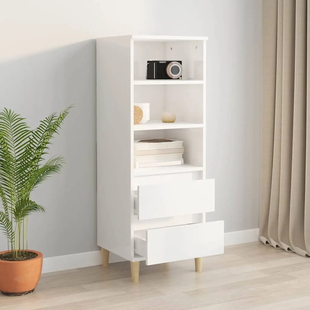 White Highboard Storage Cabinet with 3 Shelves