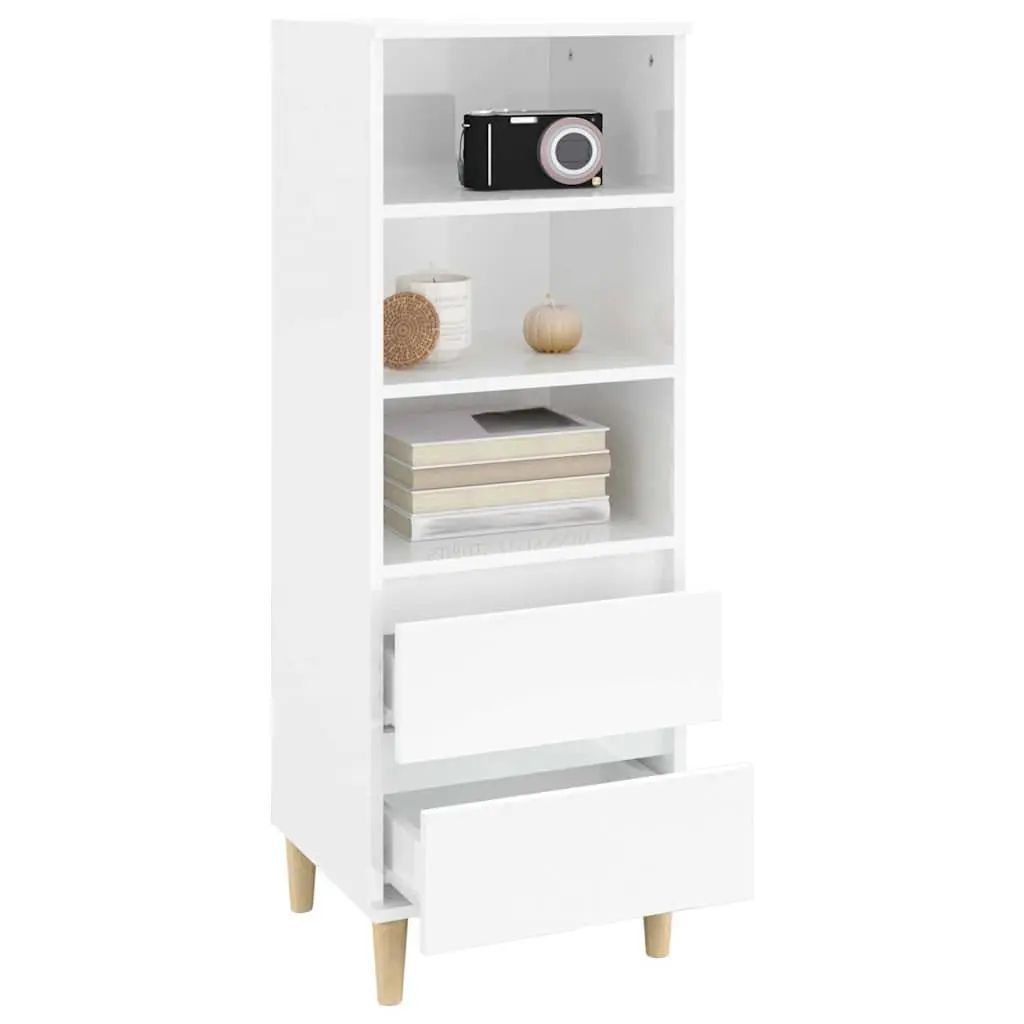 White Highboard Storage Cabinet with 3 Shelves