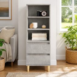Elegant Grey Engineered Wood Highboard Cabinet 40x36x110cm
