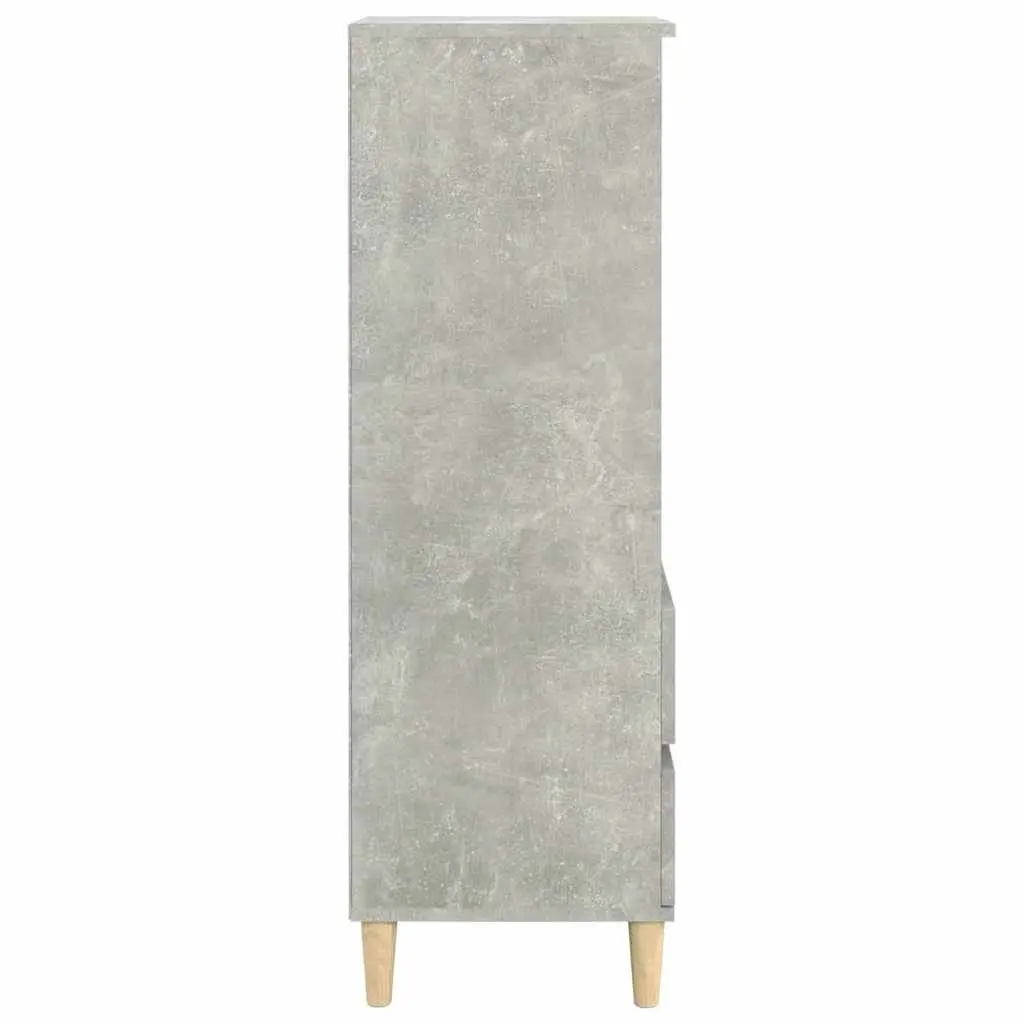 Highboard Storage Cabinet Grey Engineered Wood 40x36x110cm with 3 Open Shelves and 2 Drawers