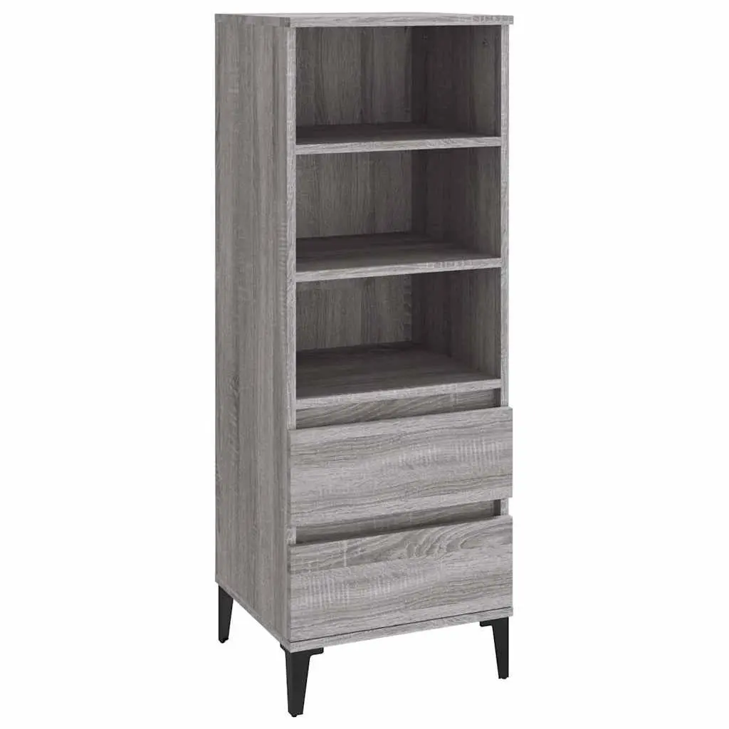 Grey Highboard Sideboard Cabinet 40x36x110cm Storage Shelves Drawers Engineered