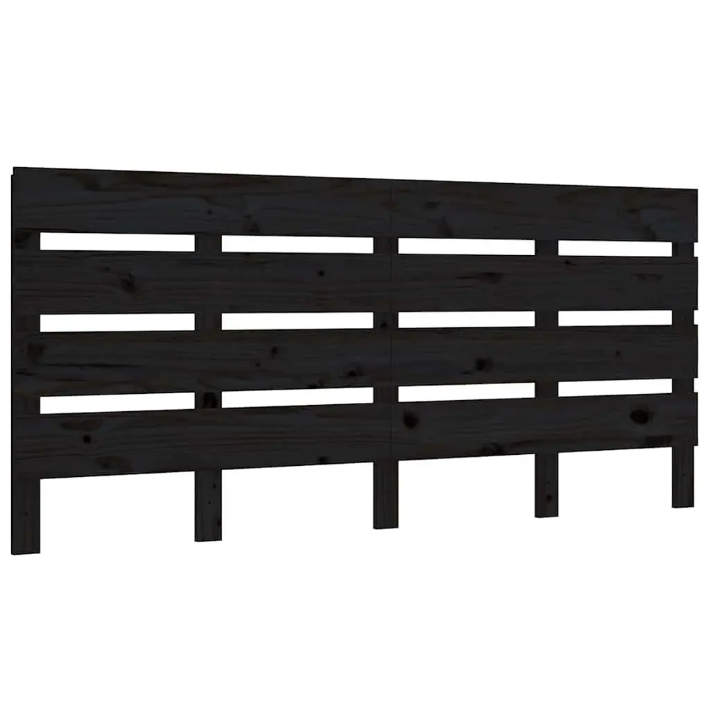 Black Slatted Wood Headboard Bed 180 cm for Comfort