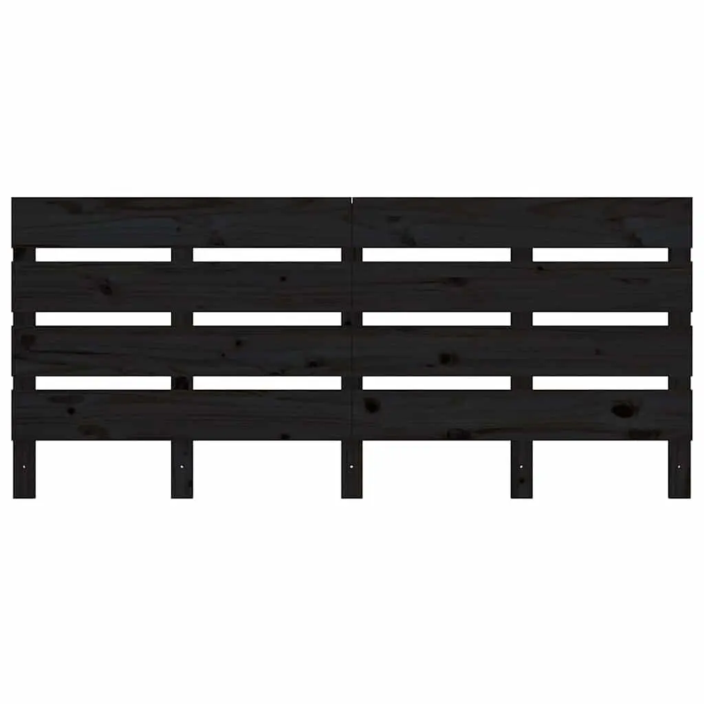 Black Slatted Wood Headboard Bed 180 cm for Comfort