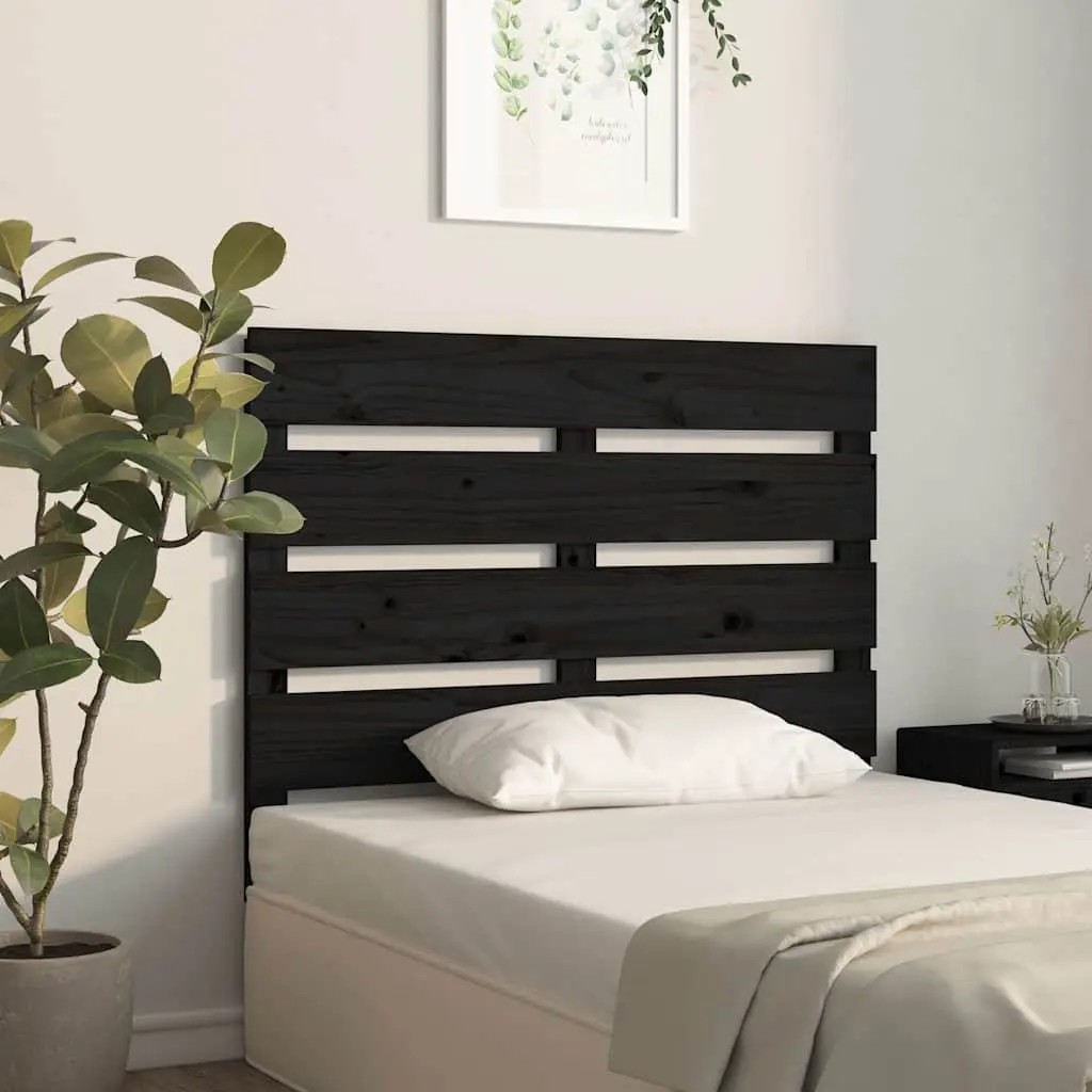 Wooden Bed Headboard Black 75cm Slatted Solid Pine