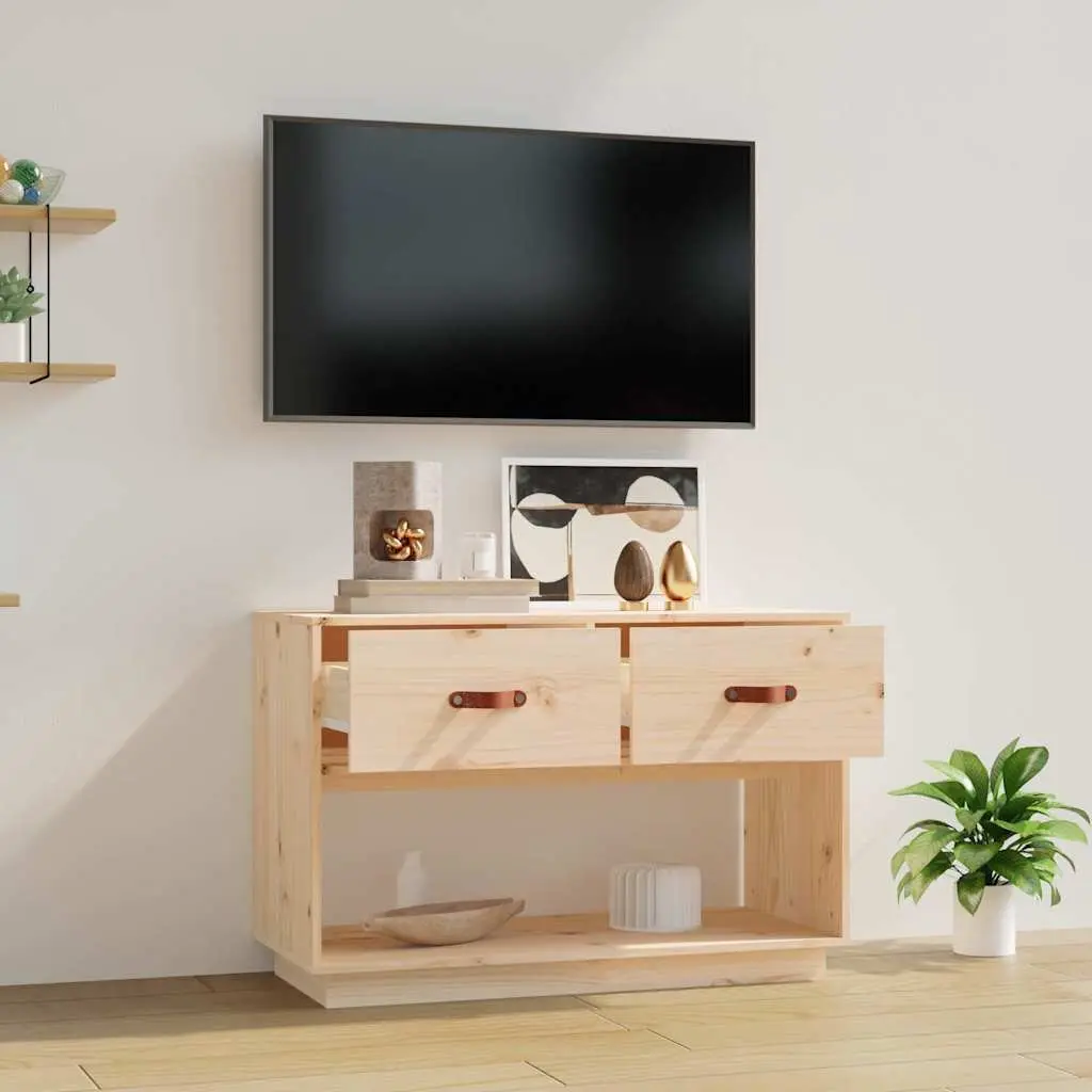 TV Cabinet 90x40x60 cm Brown Solid Wood Pine Storage Unit Media Stand Furniture
